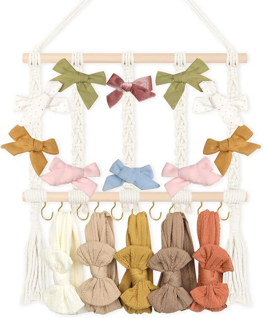 POVETIRE Headband Holder Bow Holder for Girls Hair Bows,Baby Headband Holder Organizer Hair Bow Hair Accessories Organizer Storage Wall Hanging Decor for Nursery Toddler Girls Room
