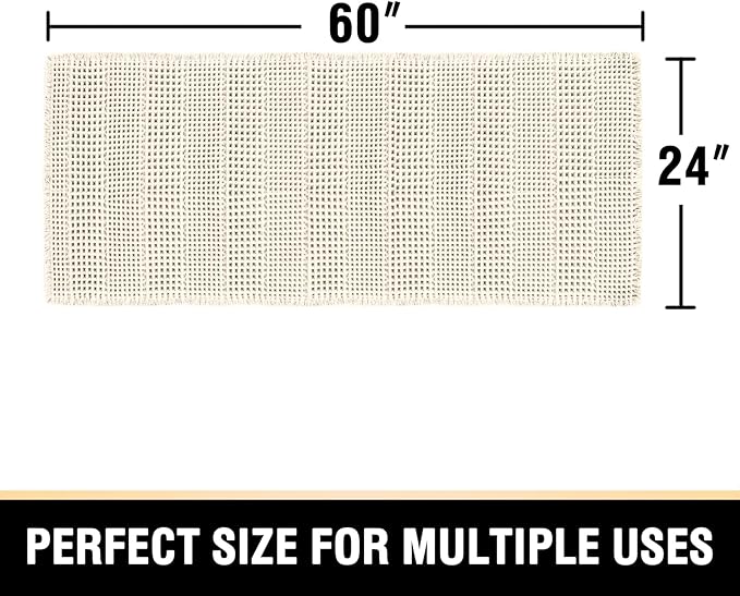 H.VERSAILTEX Waffle Bath Mat Super Absorbent Non Slip Bath Rugs for Beside Tub, 24" x 60", Ivory