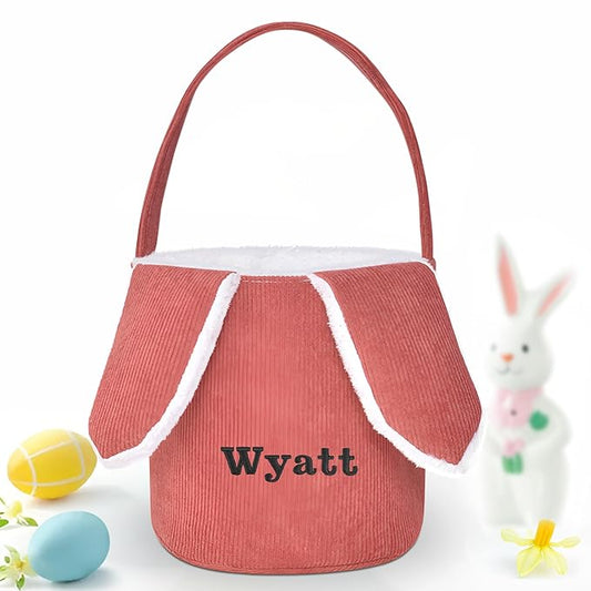 Easter Basket, Touber Easter Bunny Basket, Personalized Easter Baskets for Kids, Easter Gifts Basket for Girls Baby Children - Bunny Ear Red