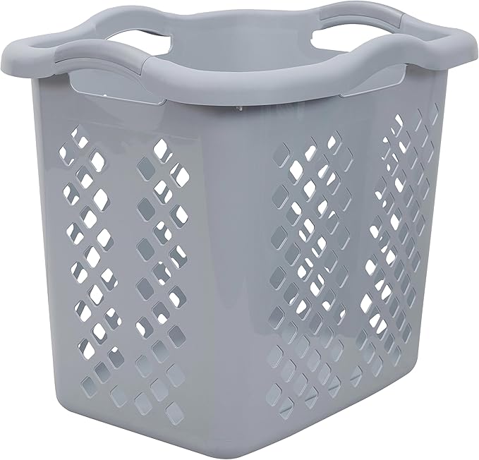 Laundry Hamper Basket with Diamond Pattern, 2 Bushel Capacity, Black, 21.6 x 17 x 18.9 inches (2, Cement)