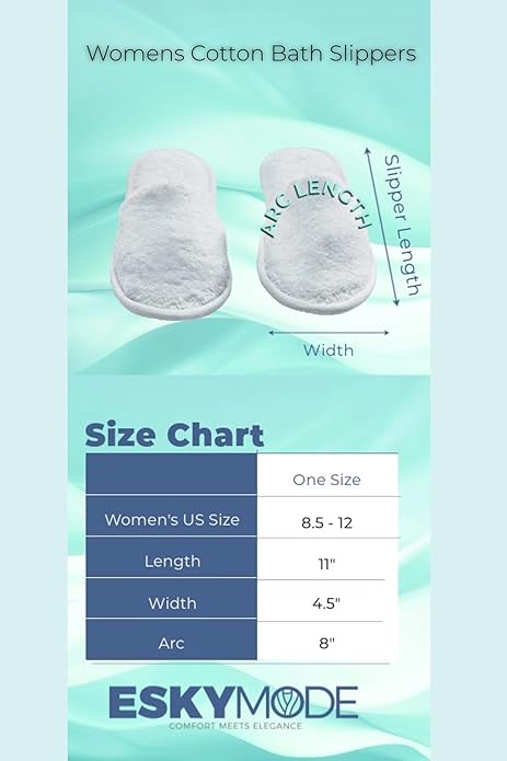 ESKYMODE Womens Cotton Bath Slippers, Terry Cloth Spa Slippers for Women