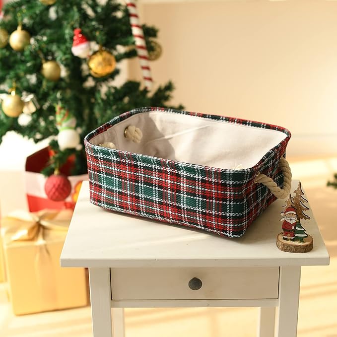 INough Christmas Baskets for Gifts Empty Red Christmas Gift Basket with Handles Christmas Bags Red Basket for Gifts Empty Collapsible Christmas Storage Bins for Baby/Living Room