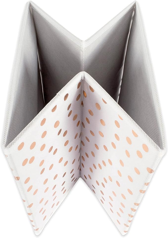 DII Non Woven Polyester Storage Bin, Polka Dot, White & Copper, Large Set of 2