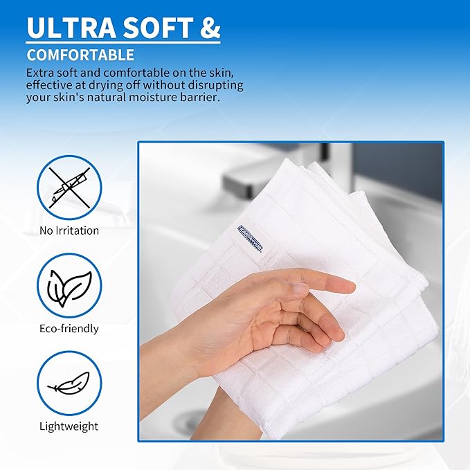 HOMERHYME White Hand Towels, 6 Pack 25''*15'' Microfiber Hand Towels for Bathroom Kitchen, All-Purpose Quick Dry Lint Free Soft Absorbent Wash Cloths, Gym Towels Bath Towels Bulk for Yoga Spa Hotel
