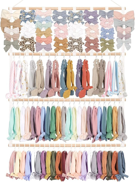 POVETIRE Headband Holder Hair Bows Organizer for Girls,Baby Headbands Hair Accessories Organizer Storage Wall Hanging Decor for Nursery Girls Room