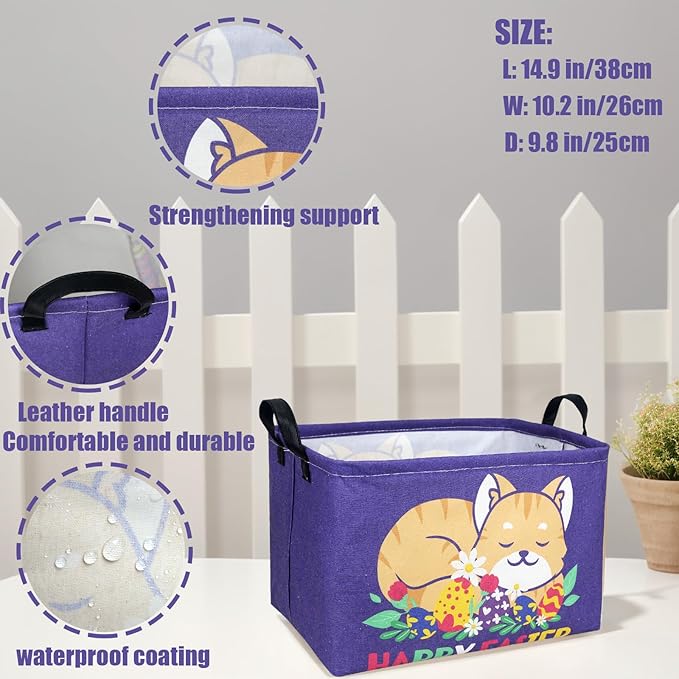 Cat Easter Basket for Kid Large Empty Easter Bunny Eggs Décor Storage Basket (Cat)