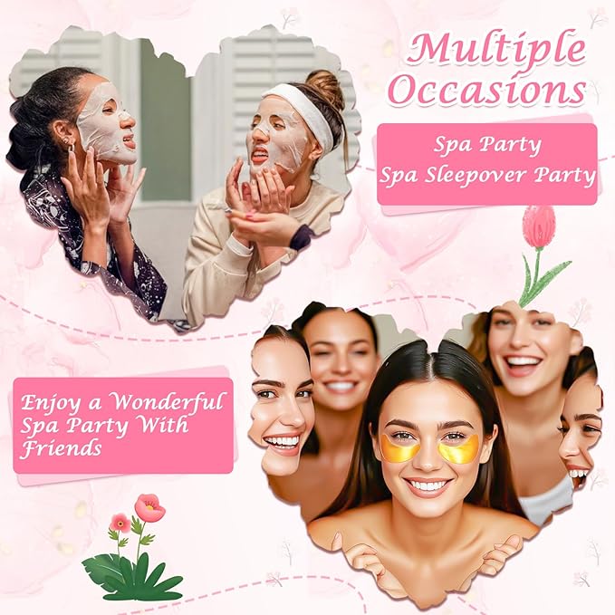 120 PCS Spa Party Supplies for Women, Spa Party Favors Include Face Masks Skincare, Hand Cream, Lip Balm, Under Eye Patches, Lip Mask and Foot Bath Bombs, Spa Birthday Sleepover Party Supplies