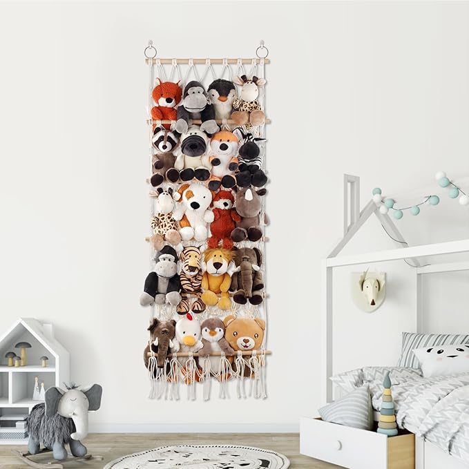Stuffed Animal Net or Hammock Handmade Hammock Net for Stuffed Animals Corner Wall Hanging for Storage Organizer Holder for Small Stuffed Animal Net