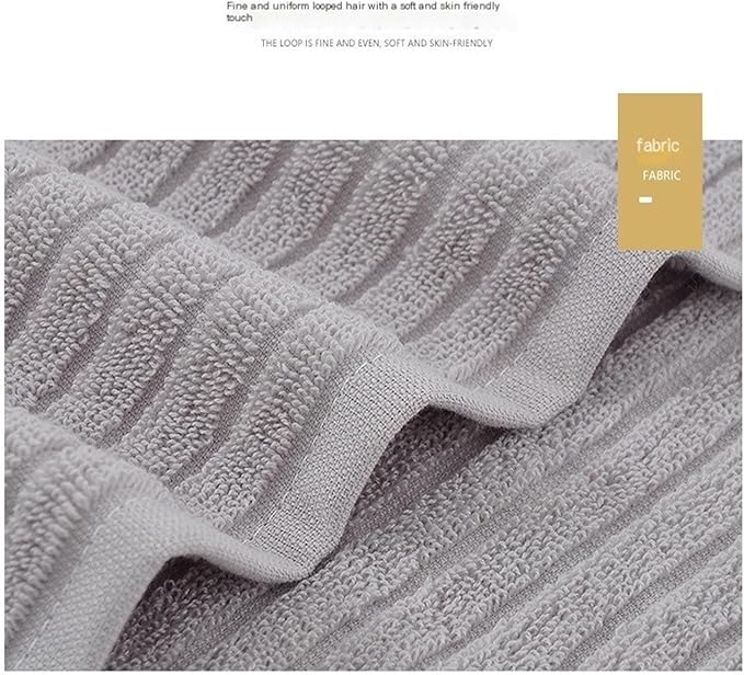 3-Piece Pure Cotton Towel Set, Thick and Soft, Absorbent for Bath and Face, Minimal Shedding, (Grey)