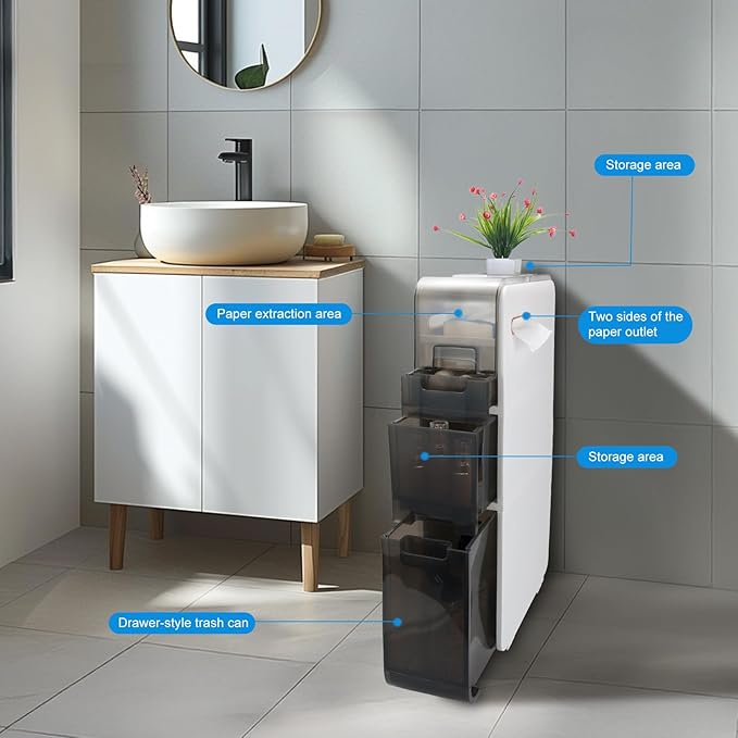 Ultra Thin Bathroom Locker Plastic Locker with Drawers for Living Room, Bathroom, Kitchen, Room and Other Small Items(3 Tiers)