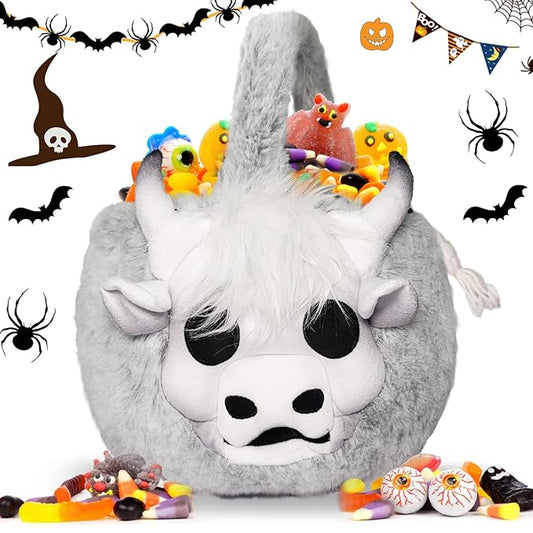 Easter Basket, Soft skeleton Cow Plush Baskets, Easter Egg Hunt Buckets, Easter Decorations Indoor Outdoor, Cute Easter Gifts for Kids, Adults, Teens, Toddlers, Girls