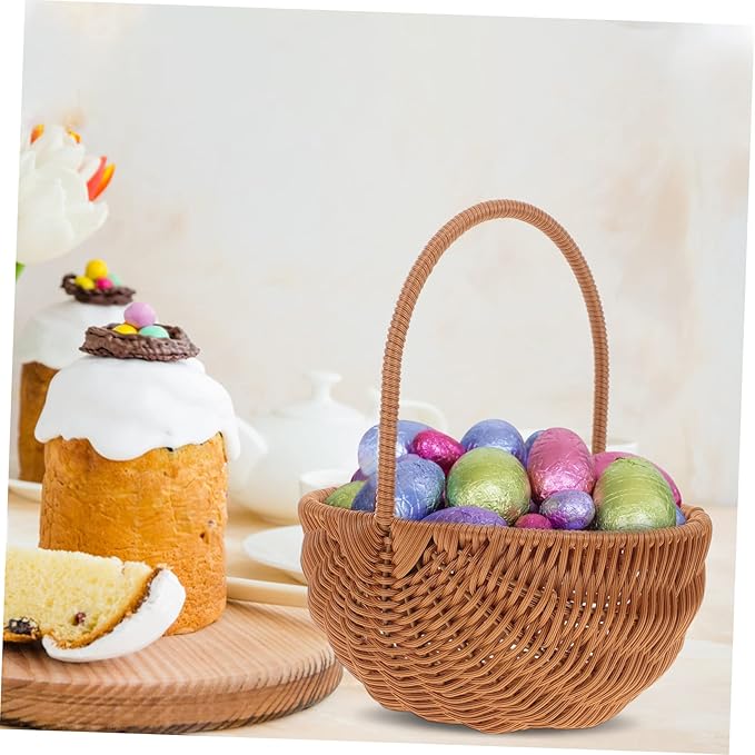 Rectangular Mini Easter Basket with Handle Party Storage for Easter Decor Woven Design for Home Kindergarten Decoration Unique for Friends