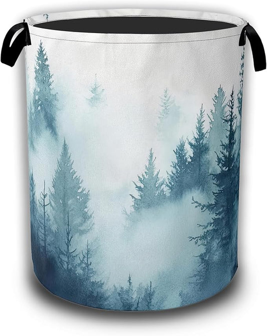 Misty Forest Laundry Baskets,Laundry Hamper,Storage Basket with Handles for Bathroom Bedroom College Dormitory Living Room Nursery Organizer 16"x20.8"