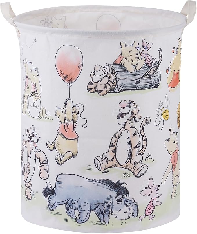 Bear Storage Basket,Nursery Large Hamper Canvas Laundry Basket Foldable With Waterproof Pe Coating,For Kids Boys And Girls, Bathroom, Bedroom, Clothes,Toy Bin