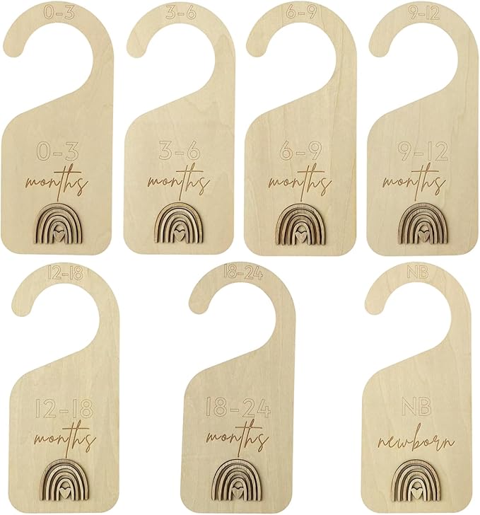 Baby Closet Dividers,Baby Clothes Dividers for Closet,Nursery Decor Storage Hangers Organizer,Sided Organizer for Newborn to 24 Months Clothes Wooden Nursery Decor Hanger Organize Room (Rainbow)