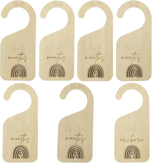 Baby Closet Dividers,Baby Clothes Dividers for Closet,Nursery Decor Storage Hangers Organizer,Sided Organizer for Newborn to 24 Months Clothes Wooden Nursery Decor Hanger Organize Room (Rainbow)
