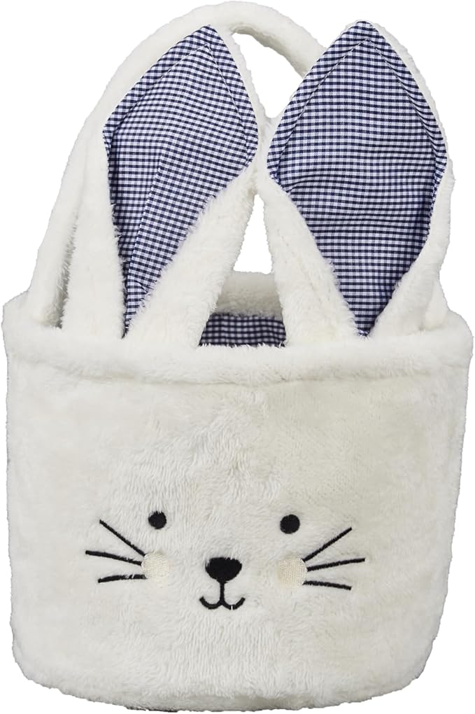 Easter Baskets for Kids Egg Basket Gingham Bunny Rope Bucket Candy with Handle Tote Bucket Reusable Goody Baskets for Kids Gifts Bags
