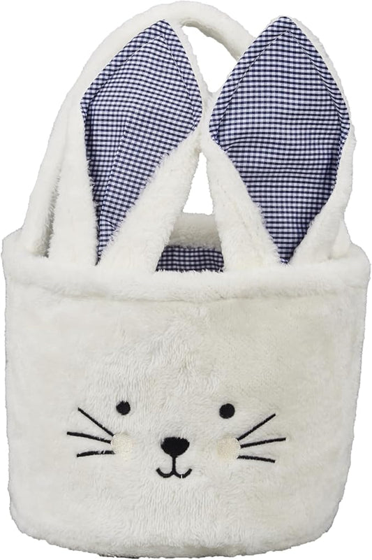 Easter Baskets for Kids Egg Basket Gingham Bunny Rope Bucket Candy with Handle Tote Bucket Reusable Goody Baskets for Kids Gifts Bags