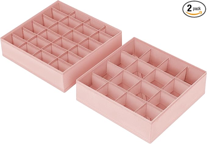 DIMJ Sock Organizer Drawer Organizer - Closet Organization and Storage, Underwear Drawer Organizer for Storing Socks, Handkerchiefs, Ties, Belts, Pink