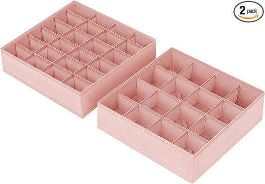 DIMJ Sock Organizer Drawer Organizer - Closet Organization and Storage, Underwear Drawer Organizer for Storing Socks, Handkerchiefs, Ties, Belts, Pink