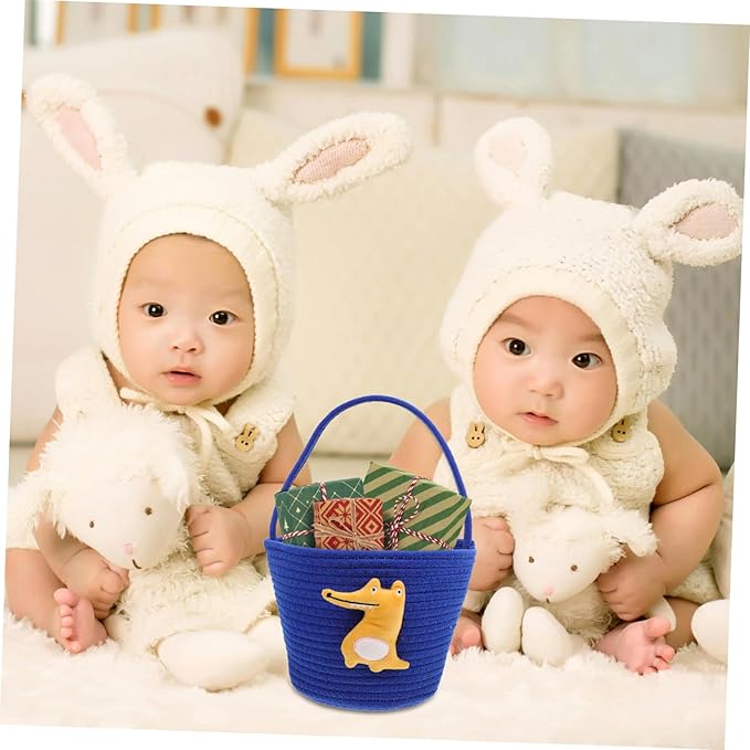 Woven Shower Basket for Candy Storage Cute Decorative Basket for Nursery Party Favors for Celebrations and Organizing Small Items