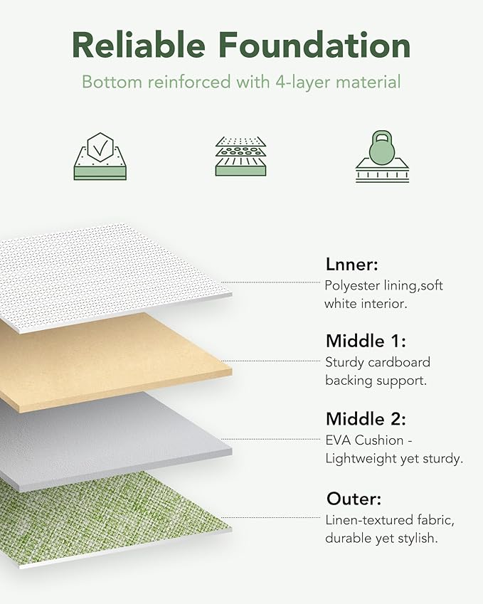12x12 Storage Cube Bins, 6 Pack Reinforced Bottom Cardboard Foldable Box, Organizer for Closet Shelves, Heavy Home Storage Baskets (White Green)