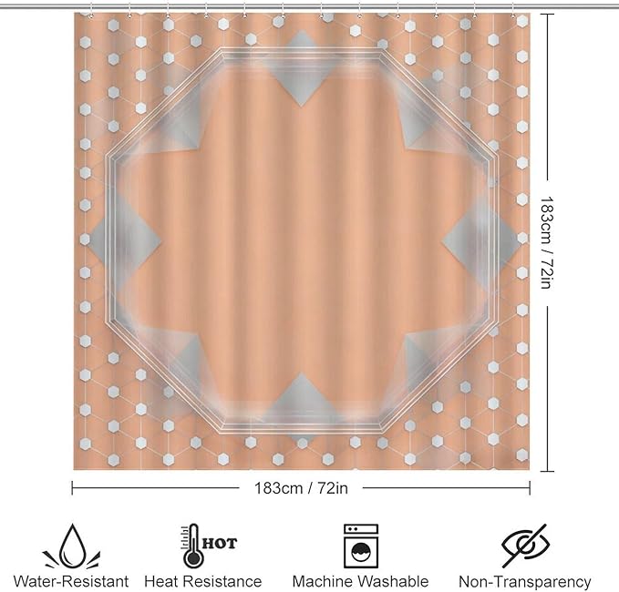 4 Piece Bathroom Rug Set with Shower Curtain, Non-Slip Bath Mat Toilet Cover Set, Irregularities Bathroom Rug Sets