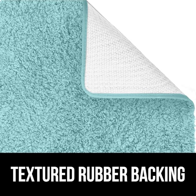 GORILLA GRIP Bathroom Rugs, Ultra Soft Absorbent Mat, Thick Plush Bath Rug, Machine Washable, Microfiber Quick Dry, Mats for Shower, Bathtub and Floor, Home Decor Accessories, 24x17, Spa Blue