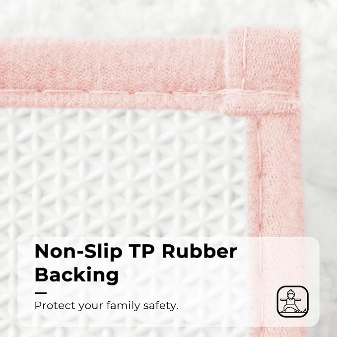 GRANNY SAYS Microfiber Bathroom Rugs Non Slip Washable, Water Absorbent Bathroom Mats for Tub Non Slip, Soft Bath Mats for Floor & Shower, Long Bath Rug, 24" x 36" Pink