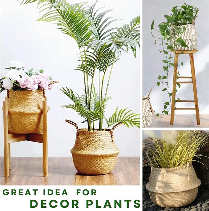 Extra Large Size(16x16x15 inches) Seagrass Belly Basket for Storage, Laundry, Picnic and Woven Straw Beach Bag - Plant Pots Cover Indoor Decorative