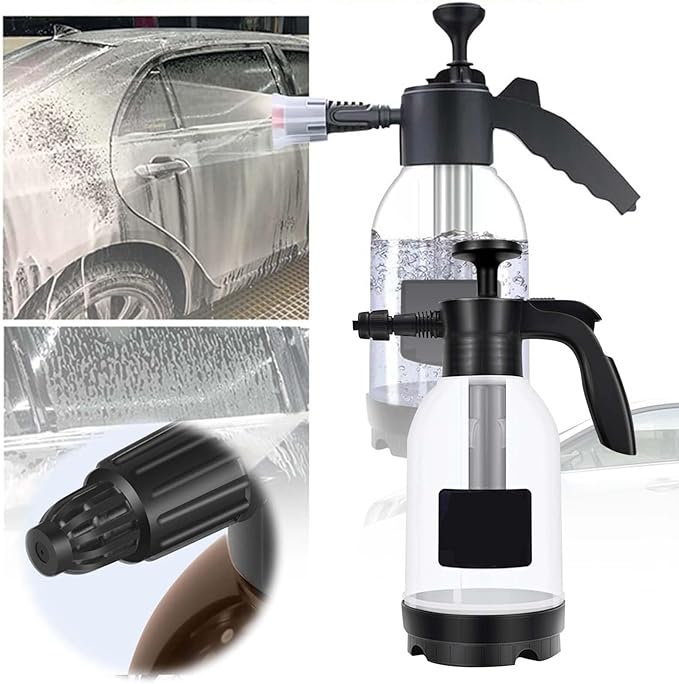 2L High Pressure Car Wash Sprayer, Hand Pressure Snow Foam Car Wash Sprayer, Foaming Sprayer, Hand Pressurized Soap Sprayer for Home Cleaning, Spraying Weeds, Car Detailing, Garden (A, One Size)