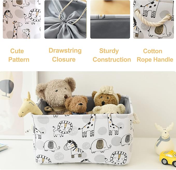 INough Toy Baskets Toys Organizer Kids Storage Basket, Baby Room Decor Giraffe Laundry Baskets with Drawstring Mothers Day Gifts Basket for Kid's Room (Giraffe, Large)