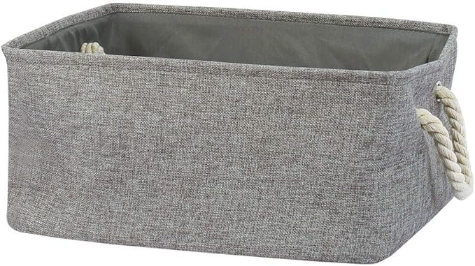 uxcell Fabric Storage Basket with Dual Handles, Collapsible Storage Bins for Toys Laundry Clothes Storage, Home Organizer for Bedroom Office Closet Gray Small