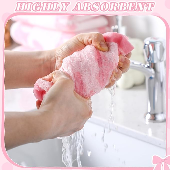 4 Pcs Pink Bow Hand Towels for Bathroom 13 x 29'' Soft 100% Cotton Coquette Face Towel Valentine's Day Kitchen Decor Absorbent Preppy Bathroom Decor Bridal Shower Wedding Gift
