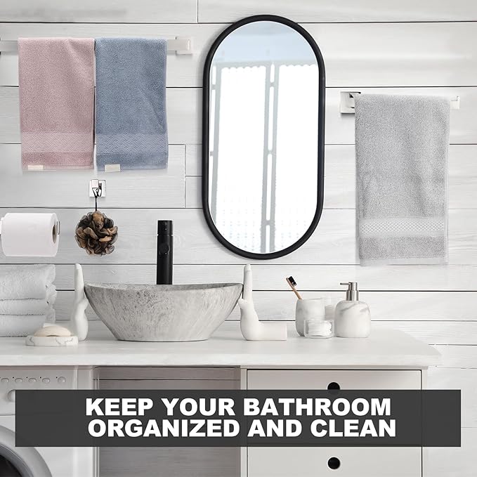 15 Pieces Bathroom Hardware Accessories Set, 23.6 Inch Stainless Steel Bath Towel Bar Set, Bathroom Hardware Set, Towel Racks for Bathroom Wall Mounted (Silver)