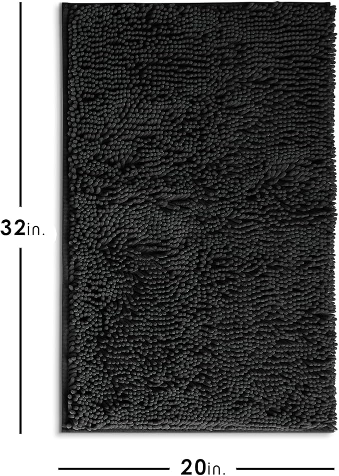 Hearth & Harbor Bathroom Rugs, Chenille Bath Mat - Machine Washable Bath Mats for Bathroom Non-Slip Backing Rubber, Quick Dry Bathroom Mat