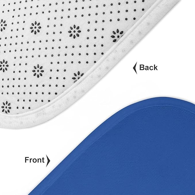 3 Pieces Bath Rug Sets, Royal Blue Trend Color Bathroom Mat Set Non Slip U Shaped Contour Rug & Toilet Lid Cover