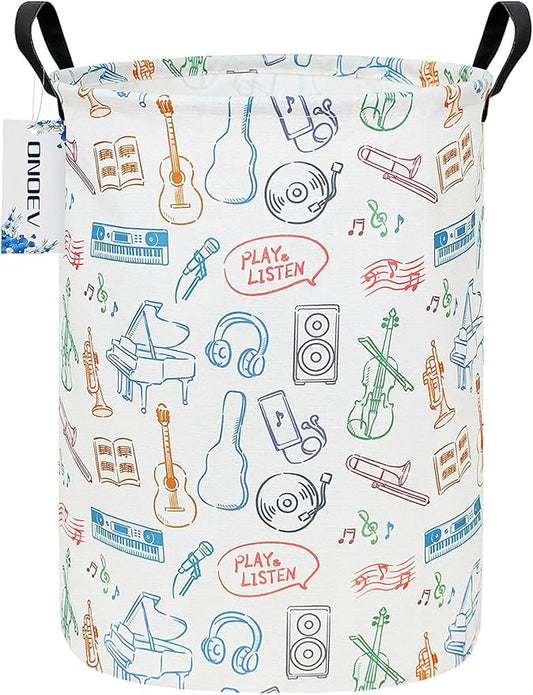 Round waterproof laundry basket,gift basket,suitable for children's room and toy storage(musical instrument)