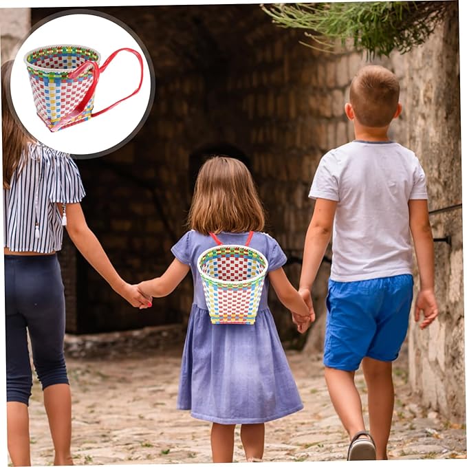 1pc Small Baskets for Boys and Girls Pack Basket Woven Knapsack Random Color