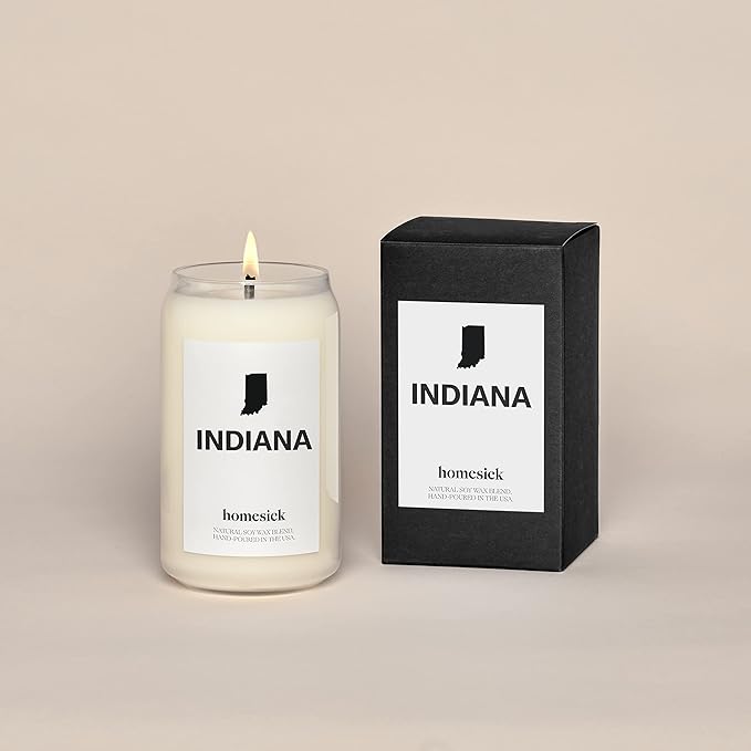 Homesick Premium Scented Candle, Indiana - Scents of Honeysuckle, Rosewater, Musk, 13.75 oz, 60-80 Hour Burn, Natural Soy Blend Candle Home Decor, Relaxing Aromatherapy Candle