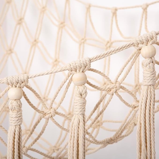 Stuffed Animals Hammock Corner Hanging Net with Wooden Beads Macrame Stuffed Animal Storage Ideas Plush Holder Toy Organizer for Boho Nursery Playroom Bedroom Kids Room Decor (cream, X-Large)