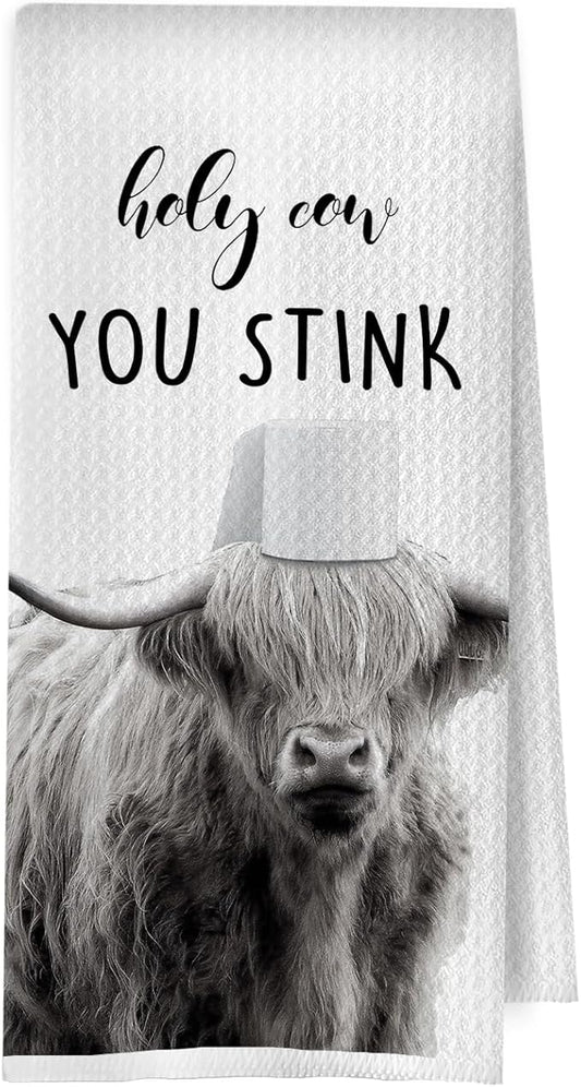Highland Cow Hand Towel - Highland Cow Gifts Hand Towels, Funny Farmhouse Decorative Hand Towels for Bathroom Washroom Toilet, 16x24 Inches