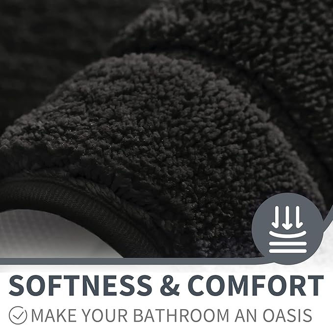 GRANNY SAYS Black Bathroom Rug, Non Slip Bath Mats for Bath, Super Soft and Water Absorbent, Microfiber Bath Rugs, Machine Wash Dry, Bathroom Rugs for Floor, Tub and Shower, 20 x32