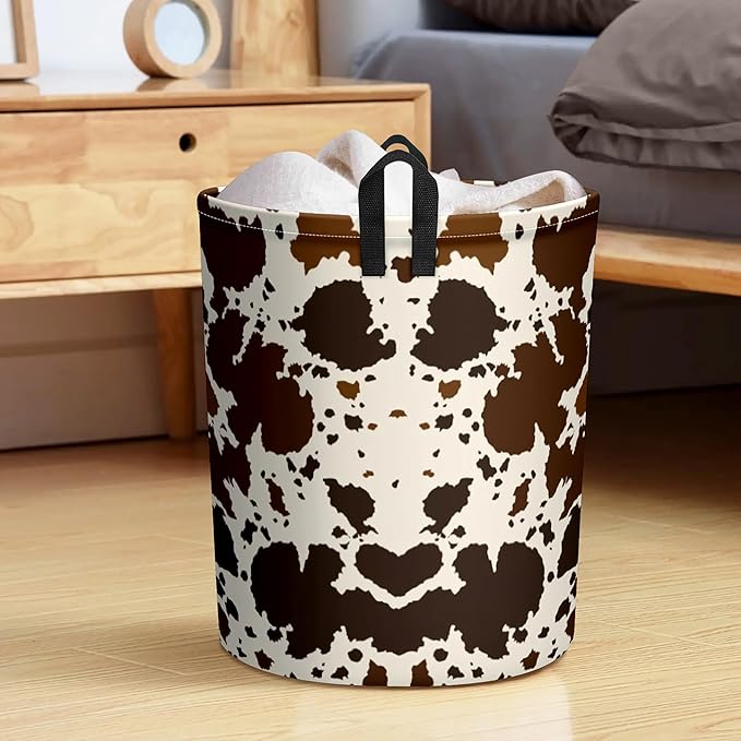 Cows Skin Brown Print Baby Laundry Hamper,Laundry Basket,Waterproof Storage Bin for Bedroom,Clothes Organizer Basket,Toys Box,Room Decor