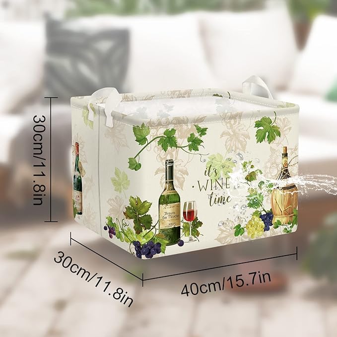 Clastyle Retro Manor Wine Storage Baskets Outdoor Camping Grape Cane Vine Kitchen Storage Bin Rectangle Gift Basket for Clothes Food Book Toy