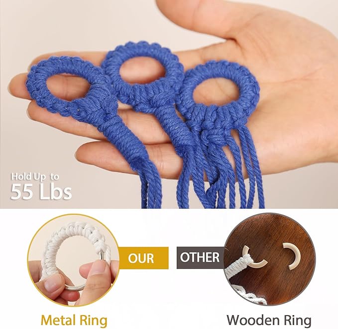 Stuffed Animals Hammock Corner Hanging Net for Macrame Stuffed Animal Storage Plush Toy Holder Toy Organizer for Boho Nursery Playroom Bedroom Kids Room Decor (blue, Large)