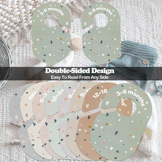 8 Pack Baby Closet Divider, Baby Wardrobe Organizer, Double-Sided Colorful Hanger Dividers for Newborn to 24 Months