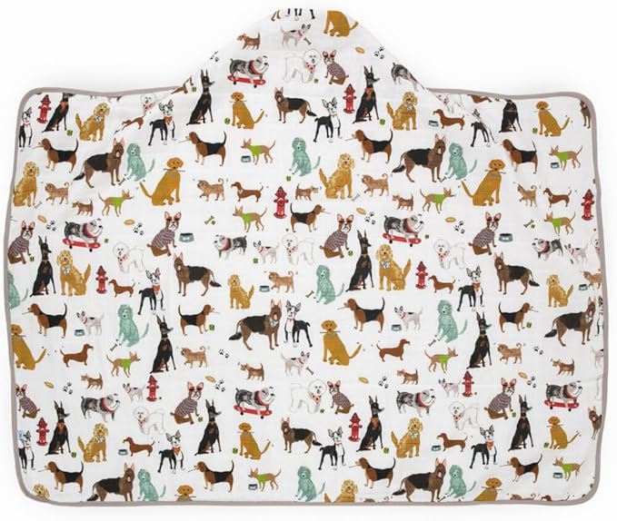 Little Unicorn Hooded Bath Towel | Absorbent Cotton & Terry Blend | Larger Size for Baby & Toddlers, 1-6 Years (Woof)