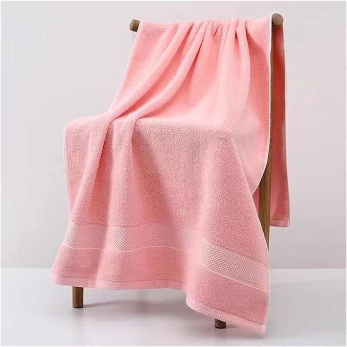 2 Pack Cotton Bath Towels, Absorbent & Soft, Long Staple Cotton, 70x140cm for Adults(Pink Blue)