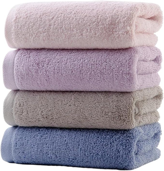 4-Pack Cotton Bath Towels, Thick and Soft Quick-Dry Towels for Face & Body, Absorbent Home Towel Set